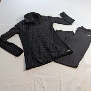 bcg Size Small Black Track Suit Zippered Jacket and Wide Legged Pants